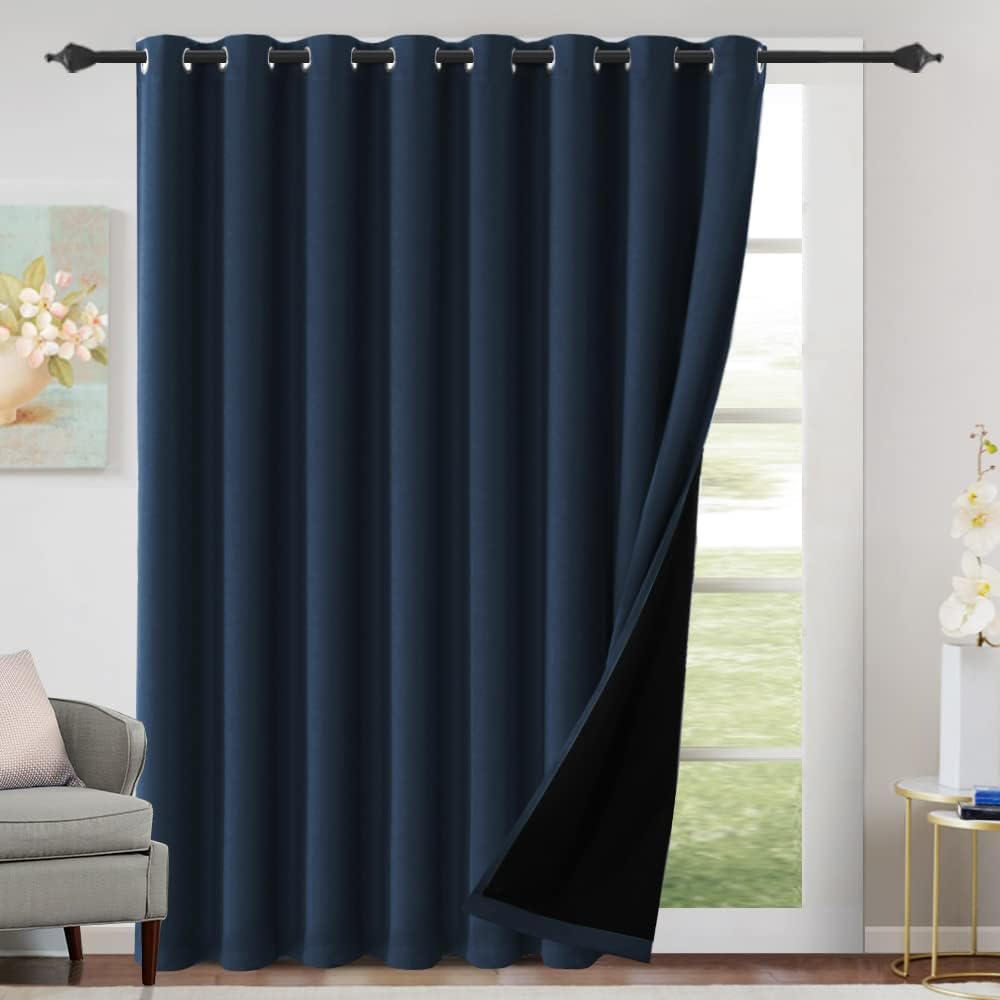 H.VERSAILTEX Sliding Door Curtains for Living Room 100% Blackout Bedroom Curtains 108 Inch Long Patio Door Window Curtain, Grommet Top Soundproof Curtain 1 Panel, Warm Taupe