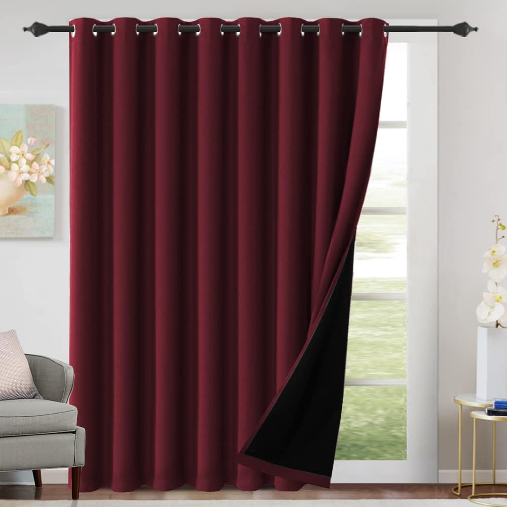 H.VERSAILTEX Sliding Door Curtains for Living Room 100% Blackout Bedroom Curtains 108 Inch Long Patio Door Window Curtain, Grommet Top Soundproof Curtain 1 Panel, Warm Taupe