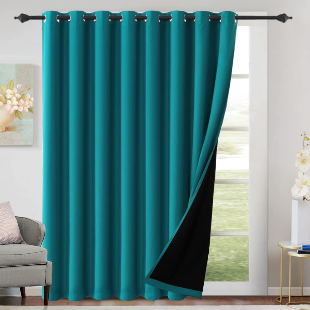 H.VERSAILTEX Sliding Door Curtains for Living Room 100% Blackout Bedroom Curtains 108 Inch Long Patio Door Window Curtain, Grommet Top Soundproof Curtain 1 Panel, Warm Taupe