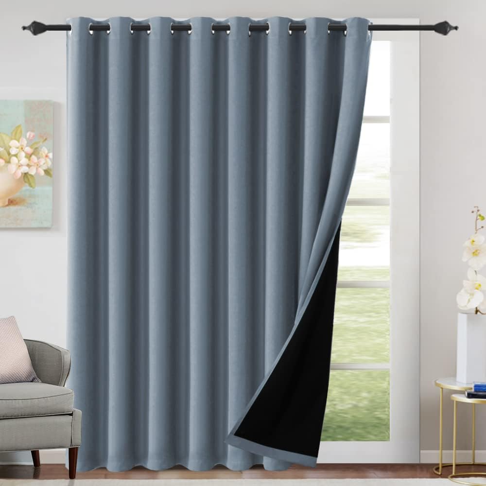 H.VERSAILTEX Sliding Door Curtains for Living Room 100% Blackout Bedroom Curtains 108 Inch Long Patio Door Window Curtain, Grommet Top Soundproof Curtain 1 Panel, Warm Taupe