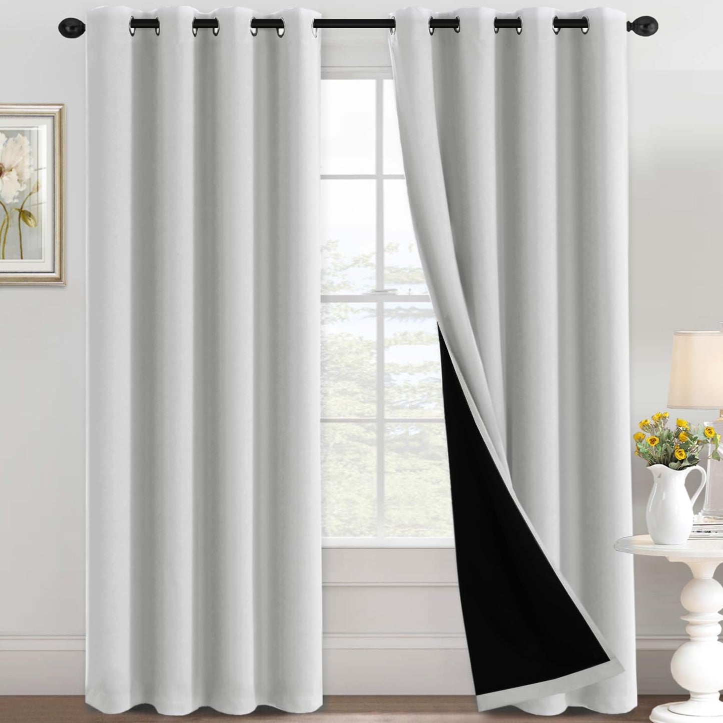 H.VERSAILTEX Sliding Door Curtains for Living Room 100% Blackout Bedroom Curtains 108 Inch Long Patio Door Window Curtain, Grommet Top Soundproof Curtain 1 Panel, Warm Taupe