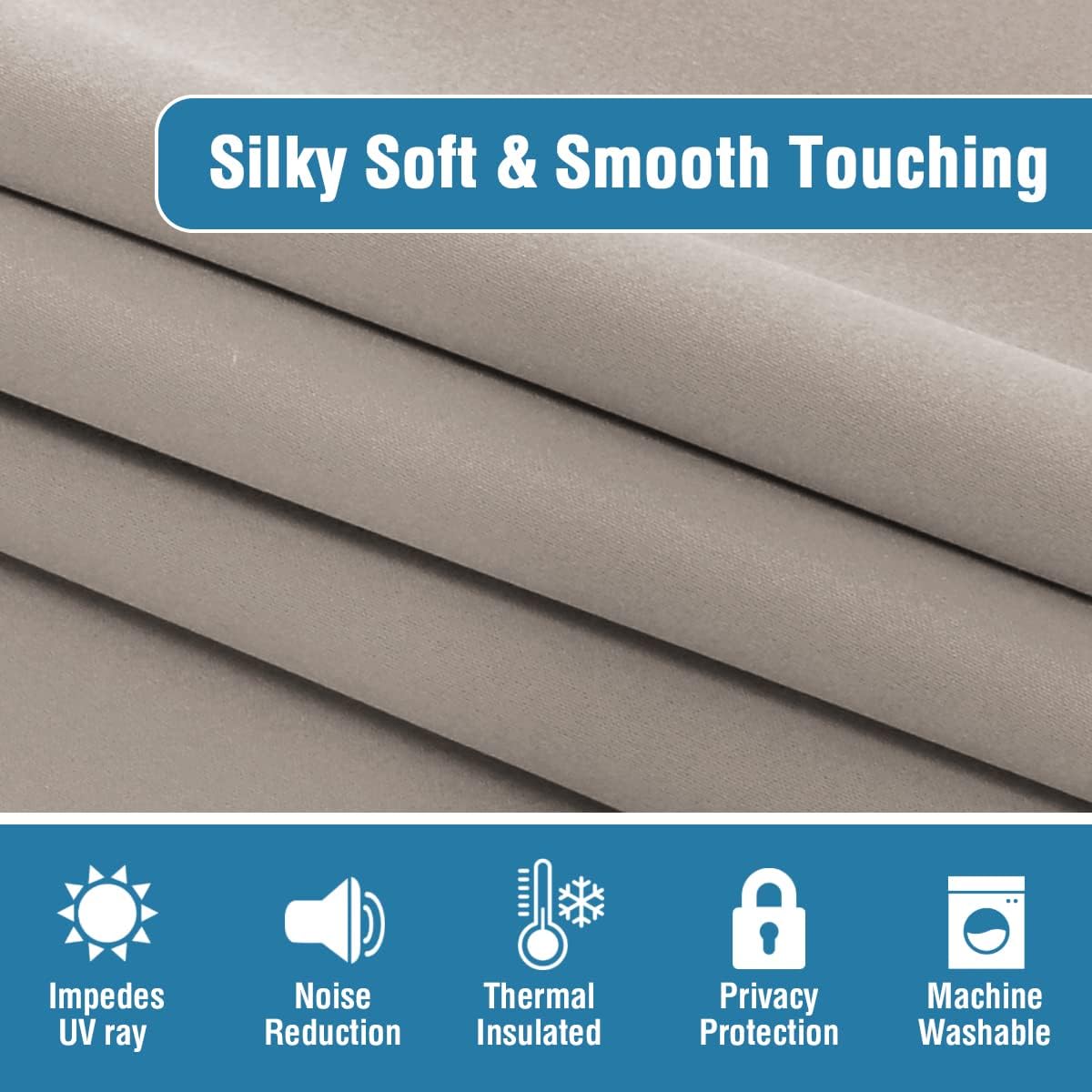 H.VERSAILTEX Sliding Door Curtains for Living Room 100% Blackout Bedroom Curtains 108 Inch Long Patio Door Window Curtain, Grommet Top Soundproof Curtain 1 Panel, Warm Taupe