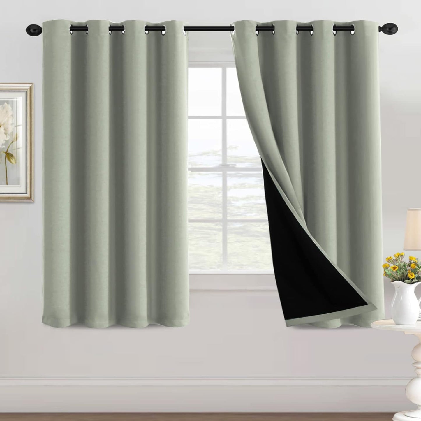 H.VERSAILTEX Sliding Door Curtains for Living Room 100% Blackout Bedroom Curtains 108 Inch Long Patio Door Window Curtain, Grommet Top Soundproof Curtain 1 Panel, Warm Taupe
