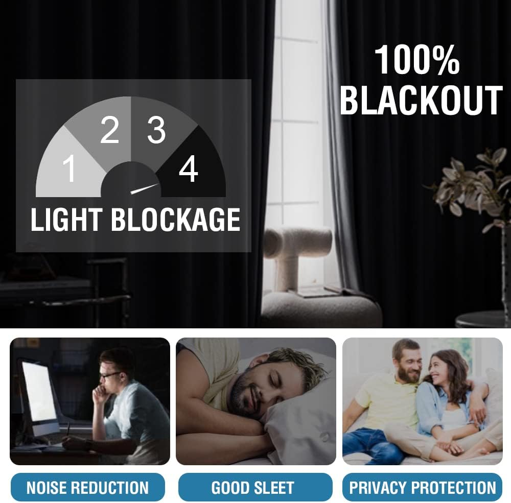 H.VERSAILTEX Sliding Door Curtains for Living Room 100% Blackout Bedroom Curtains 108 Inch Long Patio Door Window Curtain, Grommet Top Soundproof Curtain 1 Panel, Warm Taupe