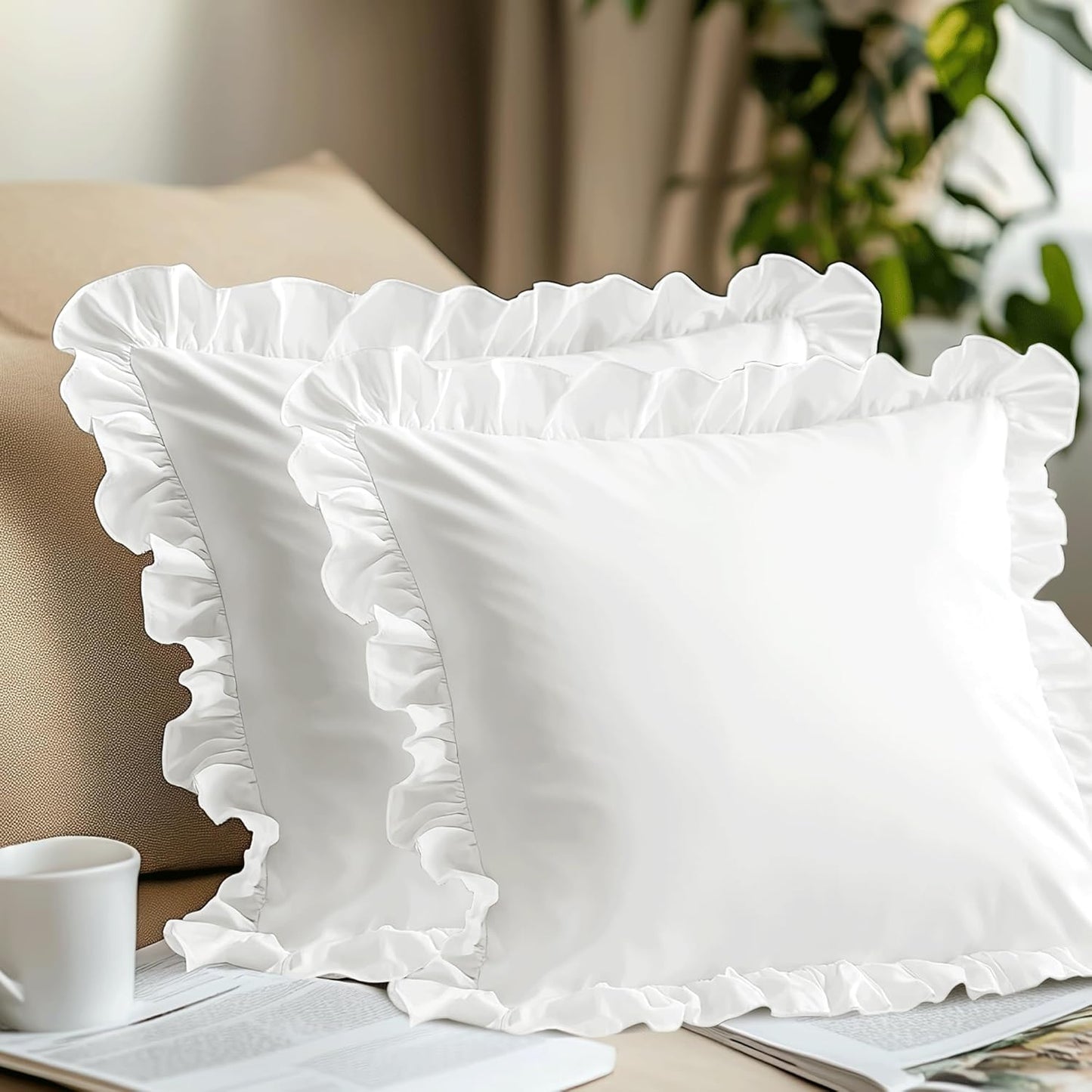 StangH Kids Curtains for Bedroom, French Romantic Style Ruffled Blush Curtains Soft Smooth Faux Silk Window Curtain Drapes for Girls/Nursery Decor/Dressing Room, Blush Pink, W52 x L95, 2 Panels