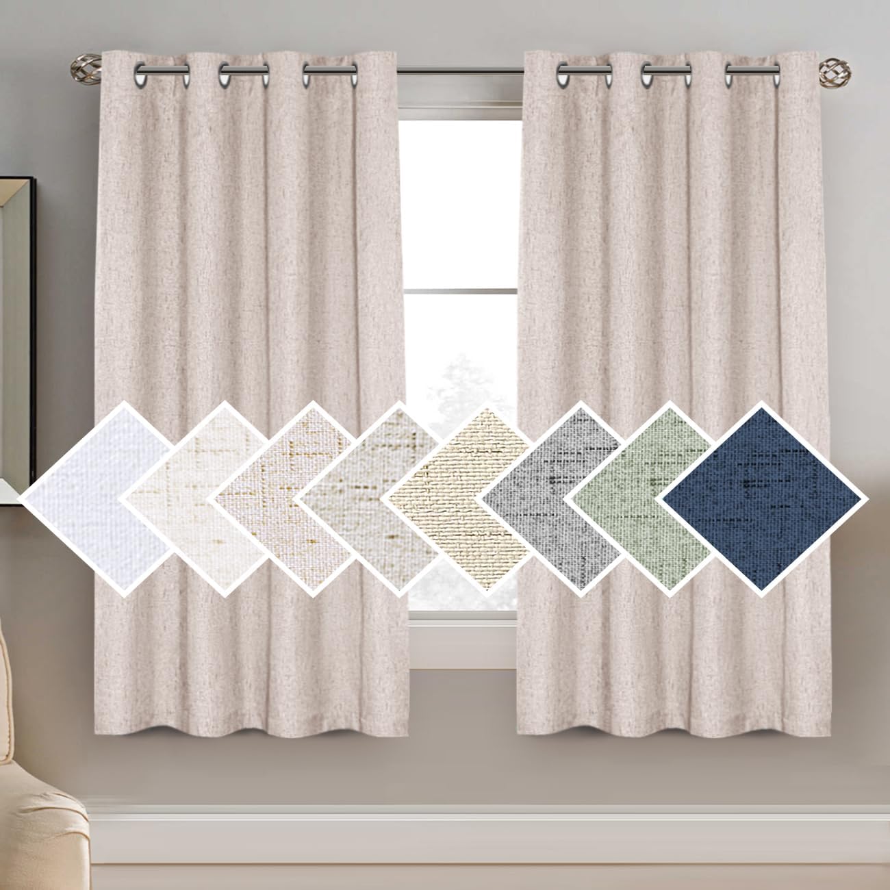 H.VERSAILTEX 100% Blackout Curtains for Bedroom 84 Inches Long Grommet Linen Face Full Light Blocking Curtain Drapes for Living Room Thermal Linen Look Curtains 2 Panels Set, 52" W x 84" L, Grey