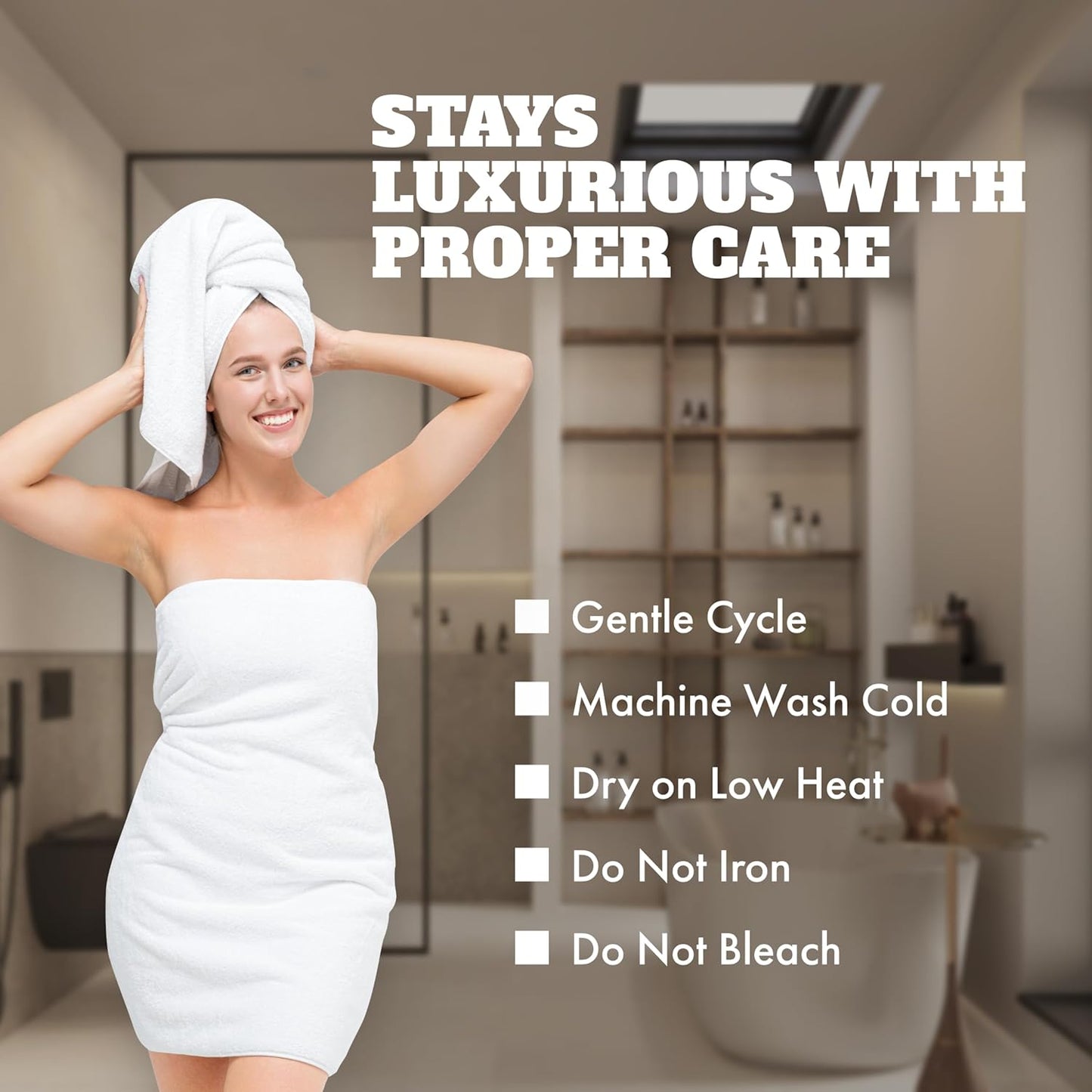 Wealuxe White Bath Towels 24x50 Inch, 6 Pack - Extra Absorbent Cotton Towel Set for Bathroom