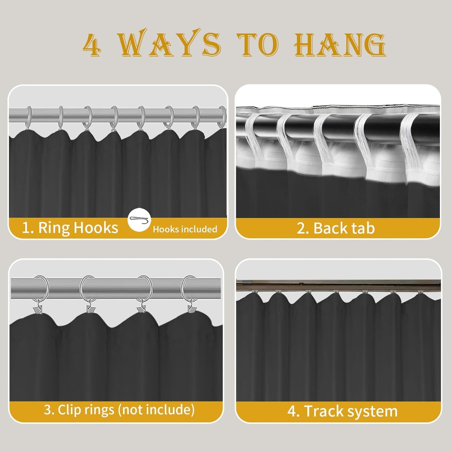 Room Divider Curtain, 8.3 ft Wide x 7 ft Tall, Cream Beige, 1 Panel, Blackout, Noise Reduction, Privacy, Curtain for Wall Ceiling Mount Track