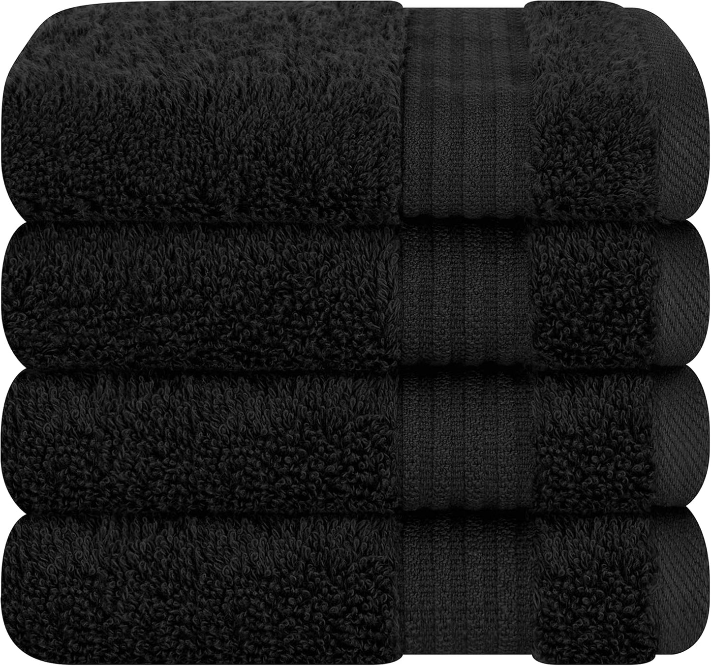Cotton Paradise 4 Piece Turkish Bath Towels for Bathroom, Extra Large Soft Plush Towels Bathroom Set, Dark Gray