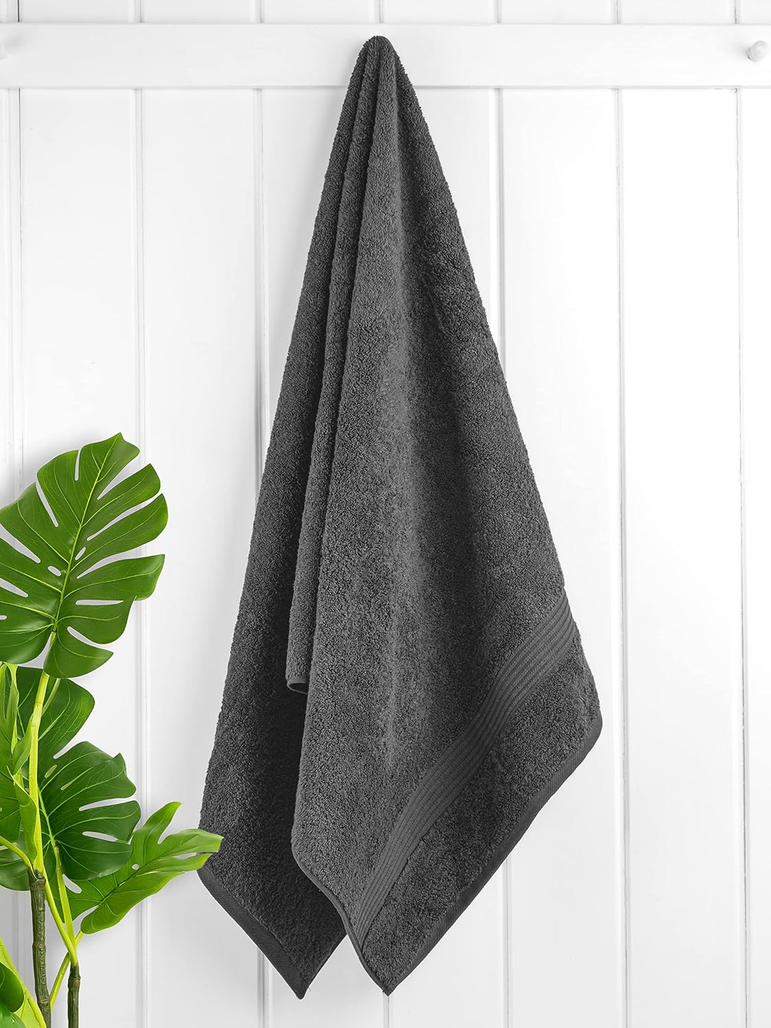 Cotton Paradise 4 Piece Turkish Bath Towels for Bathroom, Extra Large Soft Plush Towels Bathroom Set, Dark Gray