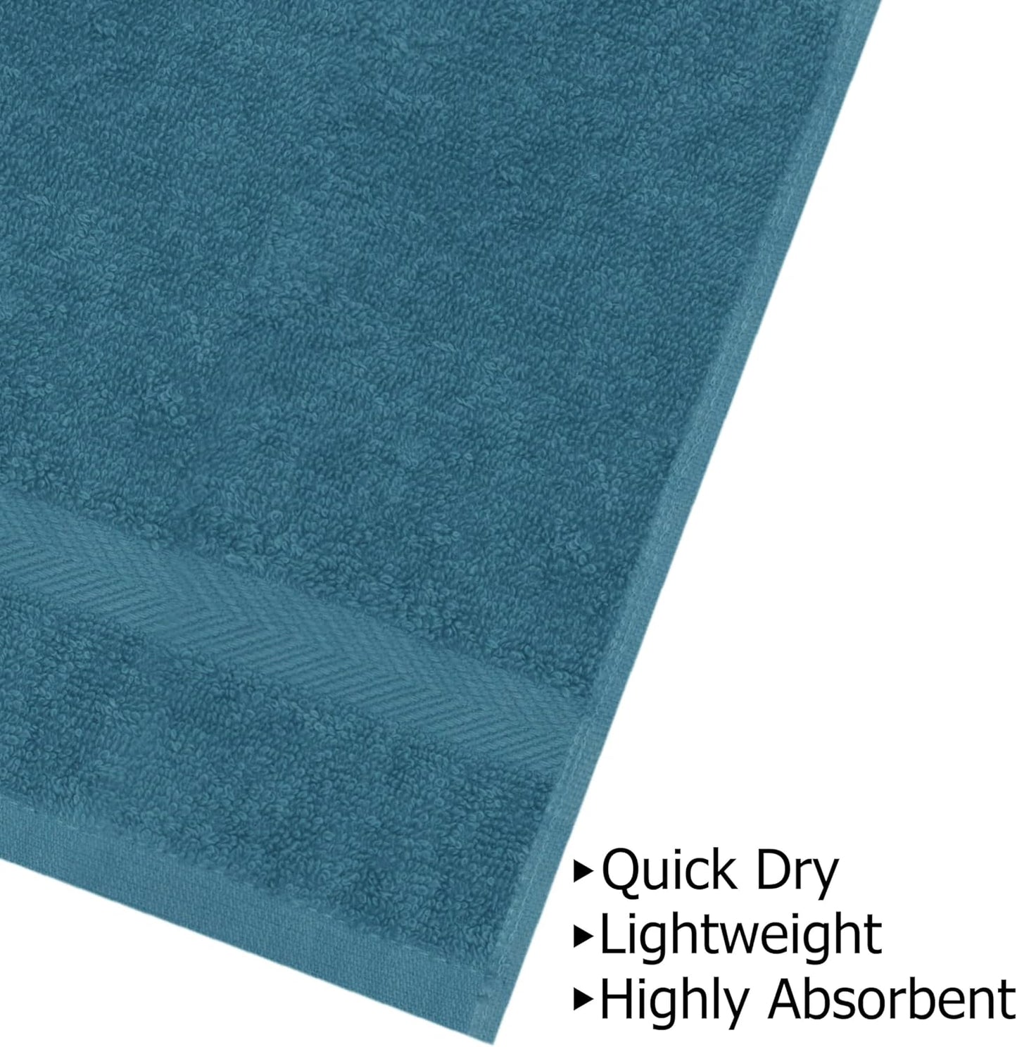 COTTON CRAFT Simplicity Bath Towel Set - 7 Pack Lightweight Absorbent Soft 100% Cotton Bath Towel - Everyday Quick Dry Luxury Hotel Spa Gym Shower Beach Pool Camp Travel Dorm Towel - 27 x 52 - Blue