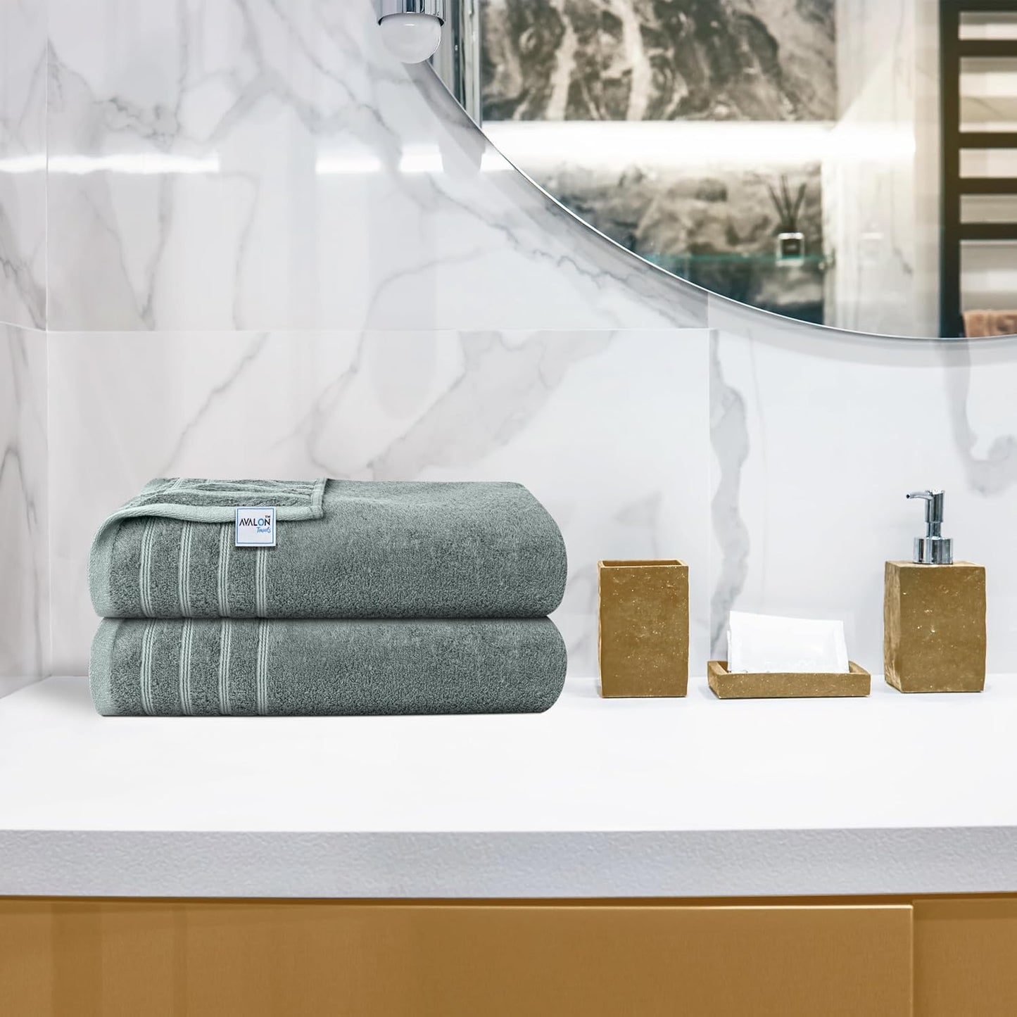 Avalon Towels Bath Towels Set of 4, Size 30 x 60 Inches, Highly Soft and Absorbent, Quick Drying, Lightweight, Perfect for Daily Use (Light Grey)