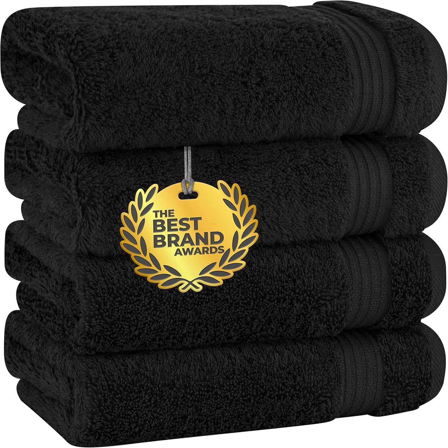 Cotton Paradise 4 Piece Turkish Bath Towels for Bathroom, Extra Large Soft Plush Towels Bathroom Set, Dark Gray
