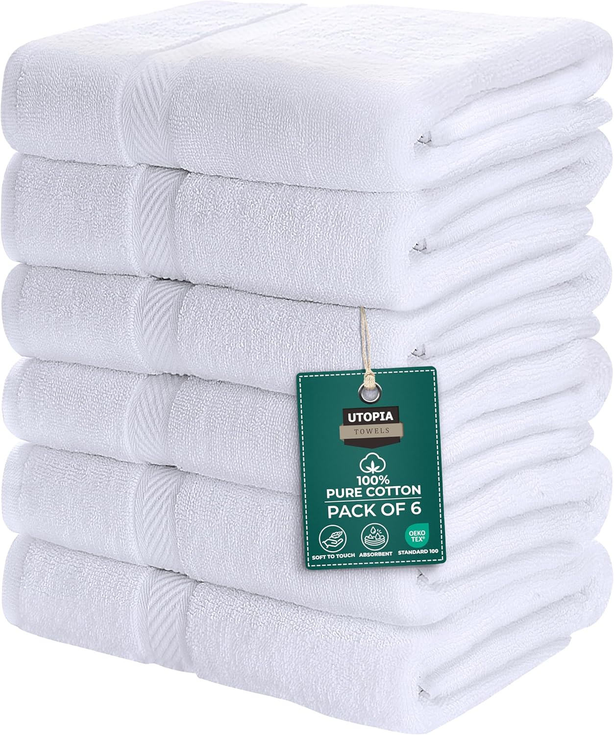 Utopia Towels 6 Pack Medium Bath Towel Set, 24 by 48 Inches, 500 GSM 100% Ring Spun Cotton, Lightweight and Highly Absorbent Quick Drying Premium Towels for Hotel, Spa and Bathroom, Grey