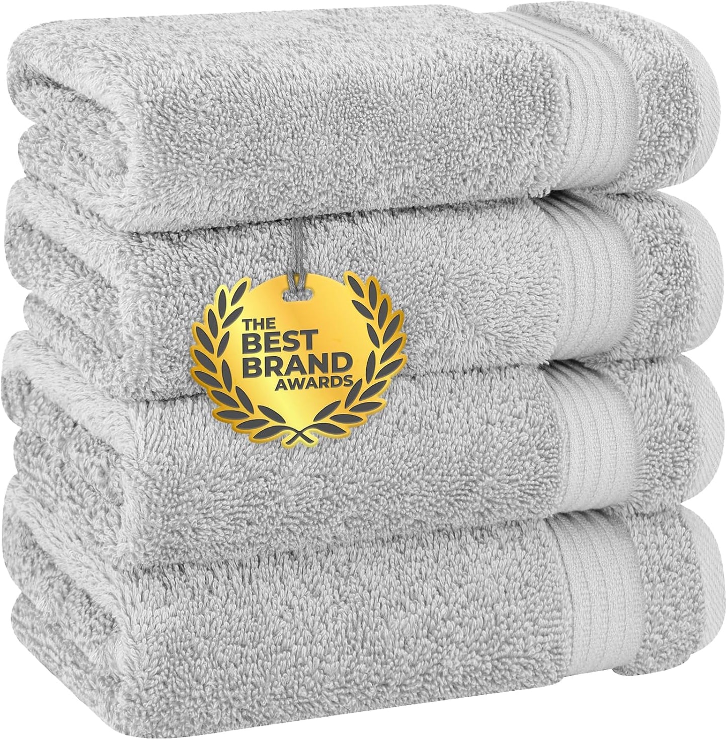 Cotton Paradise 4 Piece Turkish Bath Towels for Bathroom, Extra Large Soft Plush Towels Bathroom Set, Dark Gray