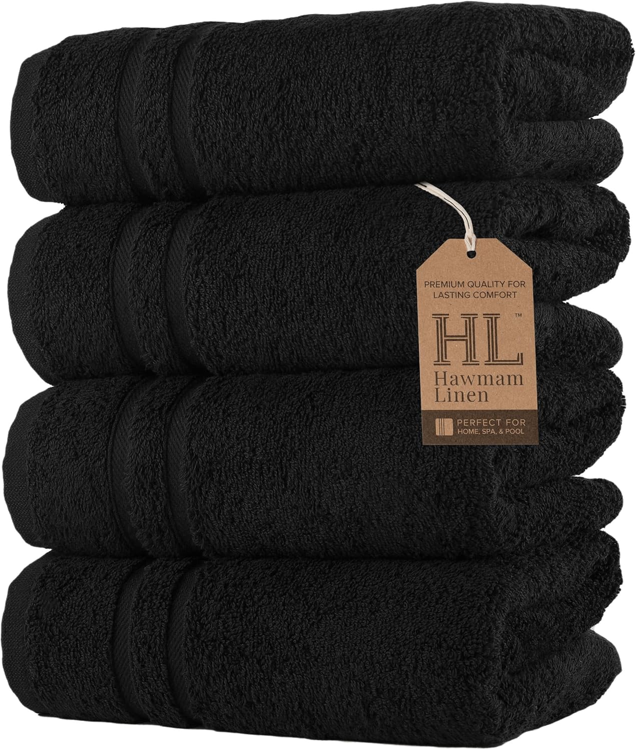 Hawmam Linen White Bath Towels 4 Pack 27 x 54 Inches 100% Turkish Cotton Soft Lightweight and Highly Absorbent Quick Drying Towels, Premium Quality Perfect for Daily Use