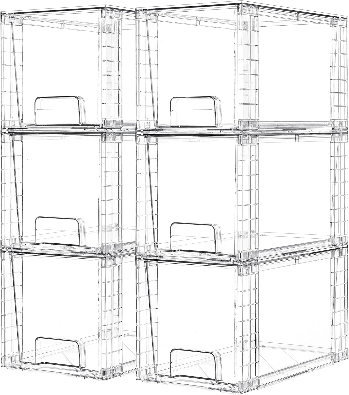 Vtopmart 4 Pack Large Stackable Storage Drawers,Easily Assemble Acrylic Bathroom Closet Undersink Organizers and Storage,Plastic Bins for Kitchen Cabinets,Pantry,Makeup,Medicine Organization