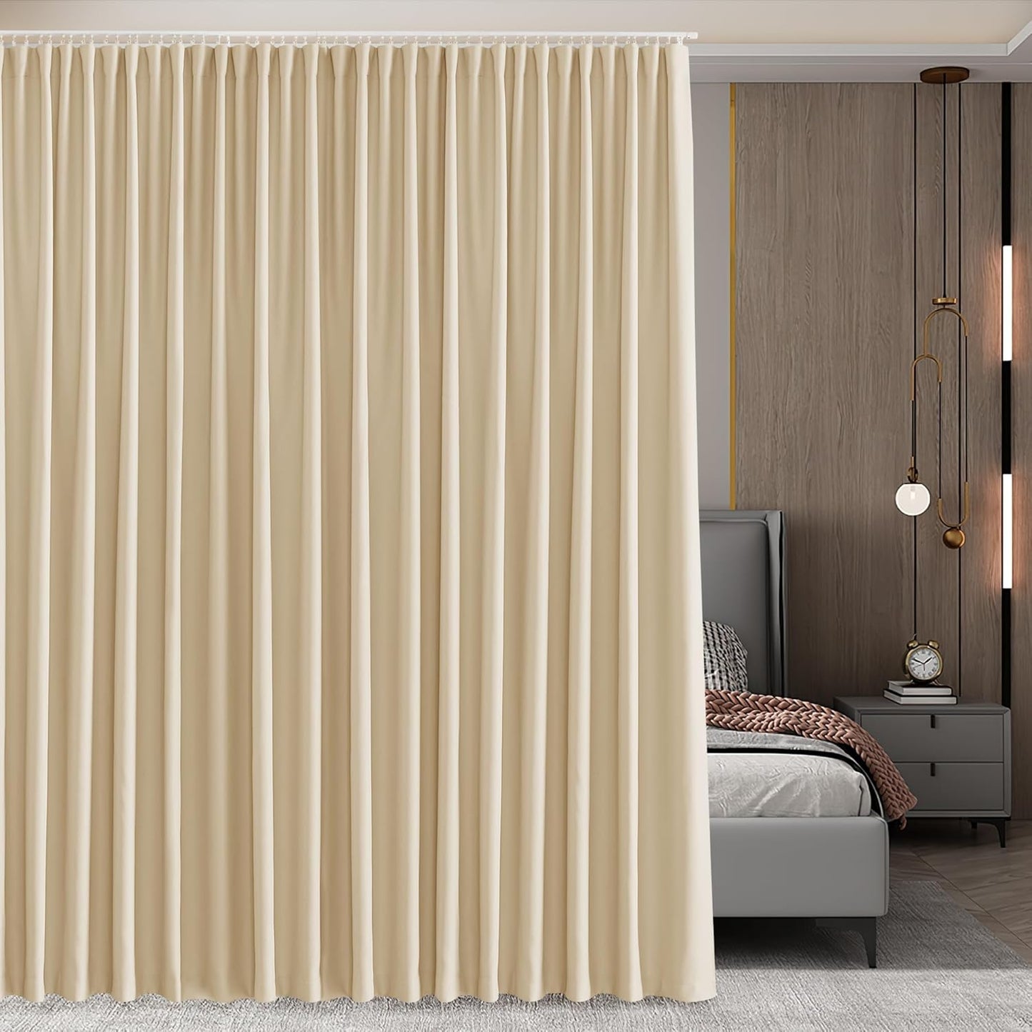 RYB HOME Closet Curtain, Ceiling Track Room Divider Curtain Kit, Blackout Privacy Room Partition for Bedroom/Laundry/Basement/Patio Door, W 60 x L 84, Grey, 1 Panel