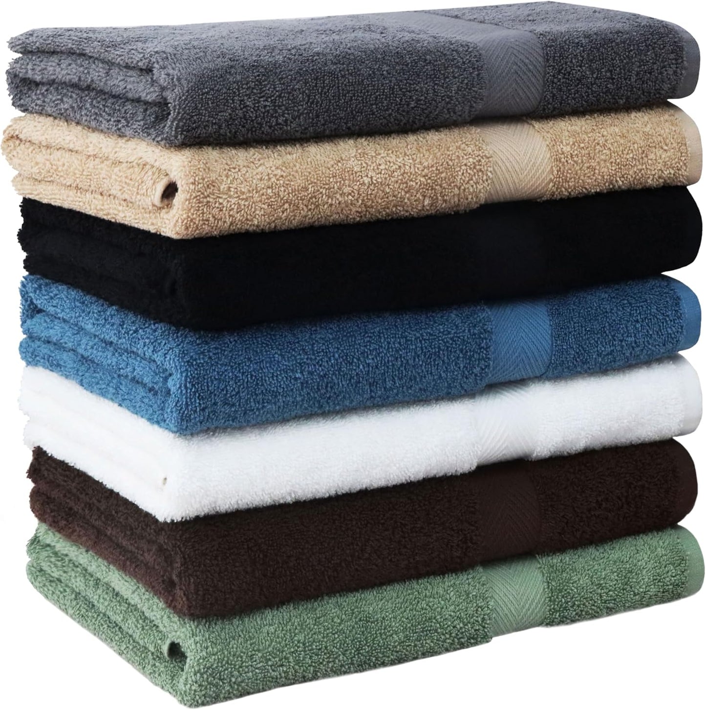 COTTON CRAFT Simplicity Bath Towel Set - 7 Pack Lightweight Absorbent Soft 100% Cotton Bath Towel - Everyday Quick Dry Luxury Hotel Spa Gym Shower Beach Pool Camp Travel Dorm Towel - 27 x 52 - Blue
