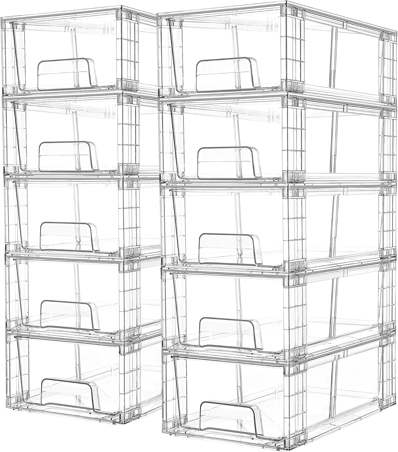 Vtopmart 4 Pack Clear Stackable Storage Drawers,9.7" High Plastic Organizers Bins for Skincare, Bathroom Supplies,Ideal for Cabinet,Undersink,Vanity,Kitchen,Pantry Organization