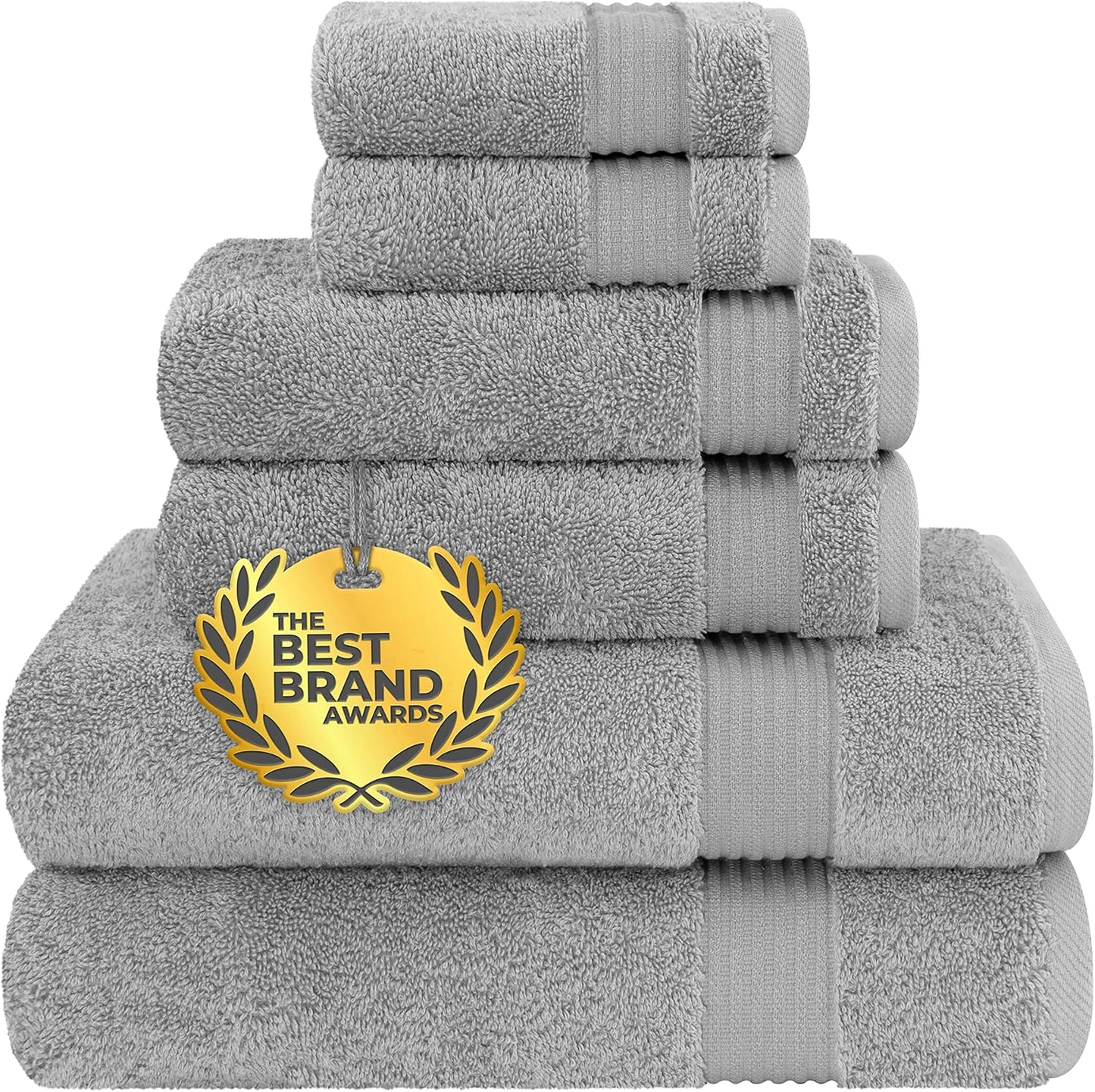 Cotton Paradise 4 Piece Turkish Bath Towels for Bathroom, Extra Large Soft Plush Towels Bathroom Set, Dark Gray