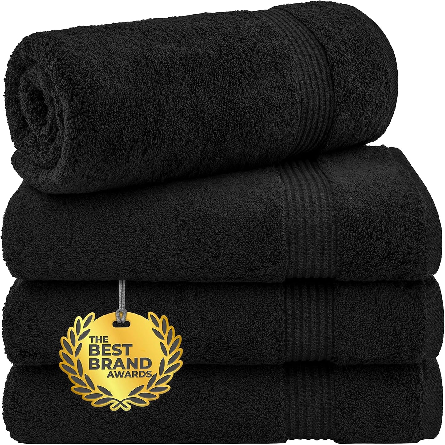 Cotton Paradise 4 Piece Turkish Bath Towels for Bathroom, Extra Large Soft Plush Towels Bathroom Set, Dark Gray