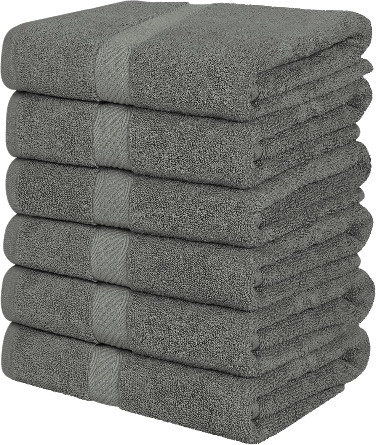 Utopia Towels 6 Pack Medium Bath Towel Set, 24 by 48 Inches, 500 GSM 100% Ring Spun Cotton, Lightweight and Highly Absorbent Quick Drying Premium Towels for Hotel, Spa and Bathroom, Grey