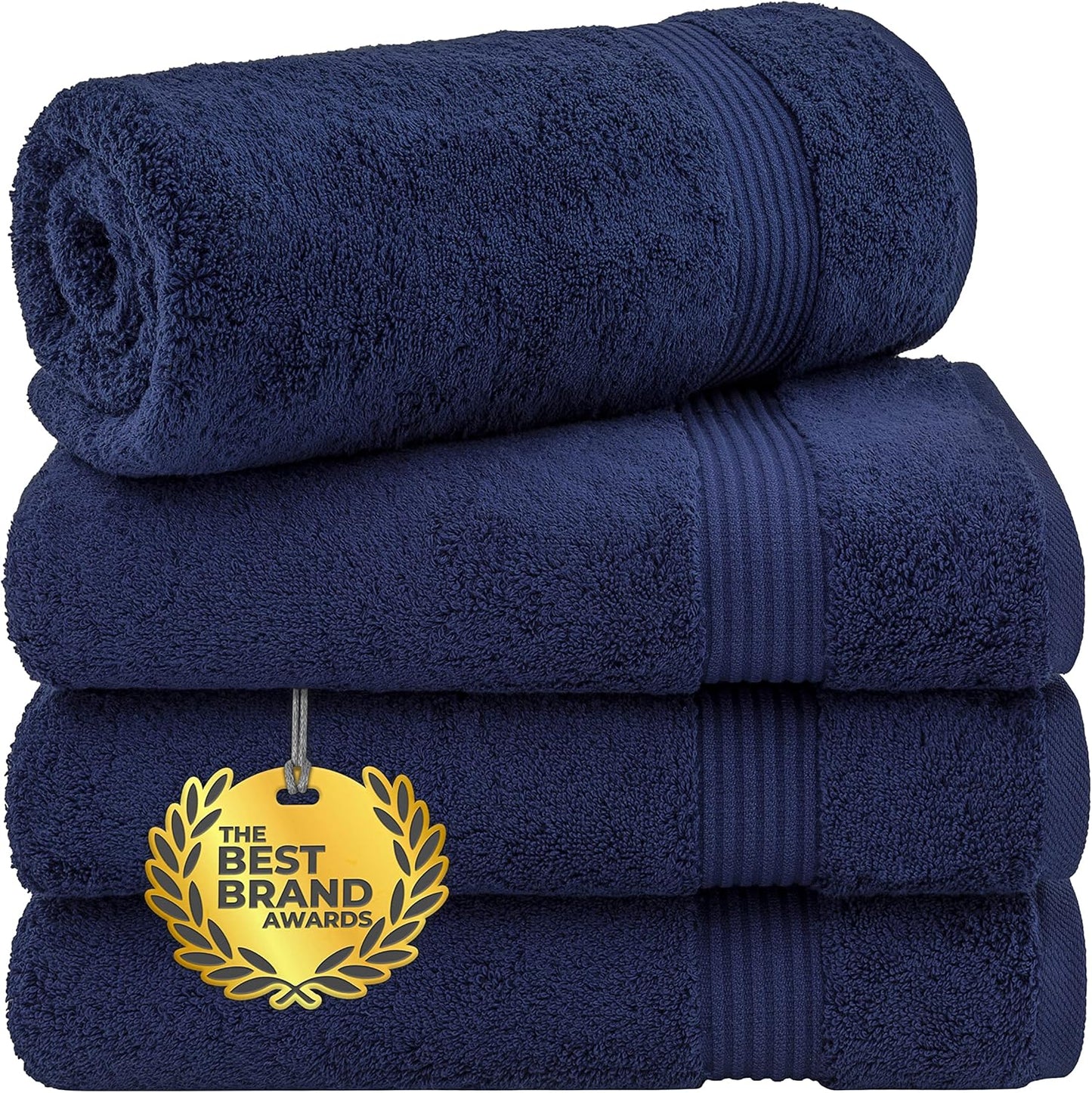 Cotton Paradise 4 Piece Turkish Bath Towels for Bathroom, Extra Large Soft Plush Towels Bathroom Set, Dark Gray