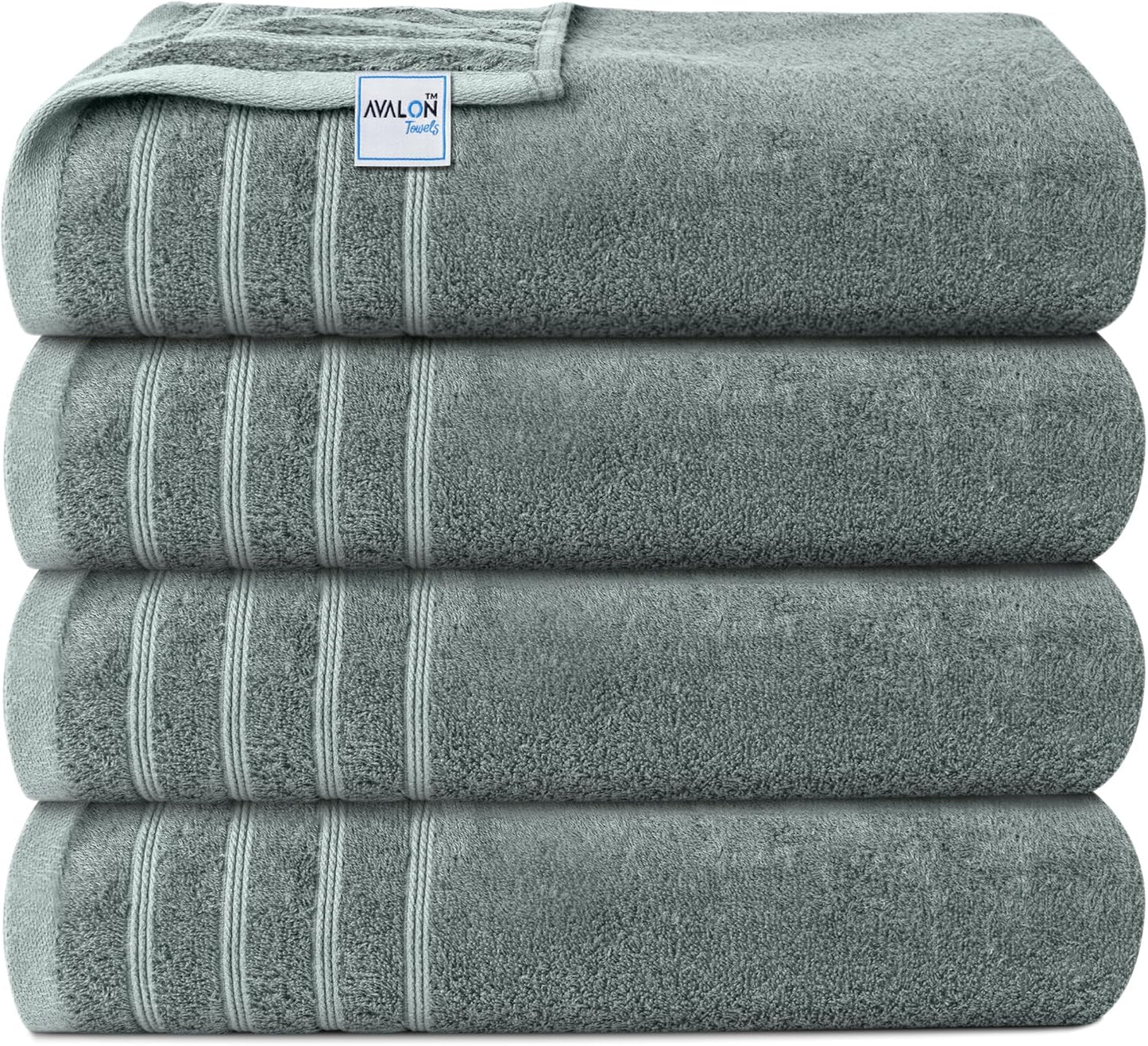 Avalon Towels Bath Towels Set of 4, Size 30 x 60 Inches, Highly Soft and Absorbent, Quick Drying, Lightweight, Perfect for Daily Use (Light Grey)