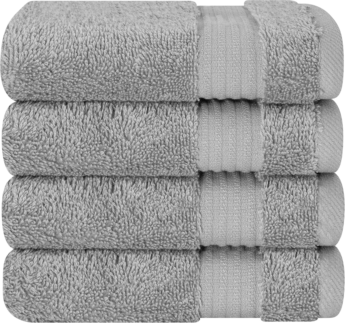 Cotton Paradise 4 Piece Turkish Bath Towels for Bathroom, Extra Large Soft Plush Towels Bathroom Set, Dark Gray