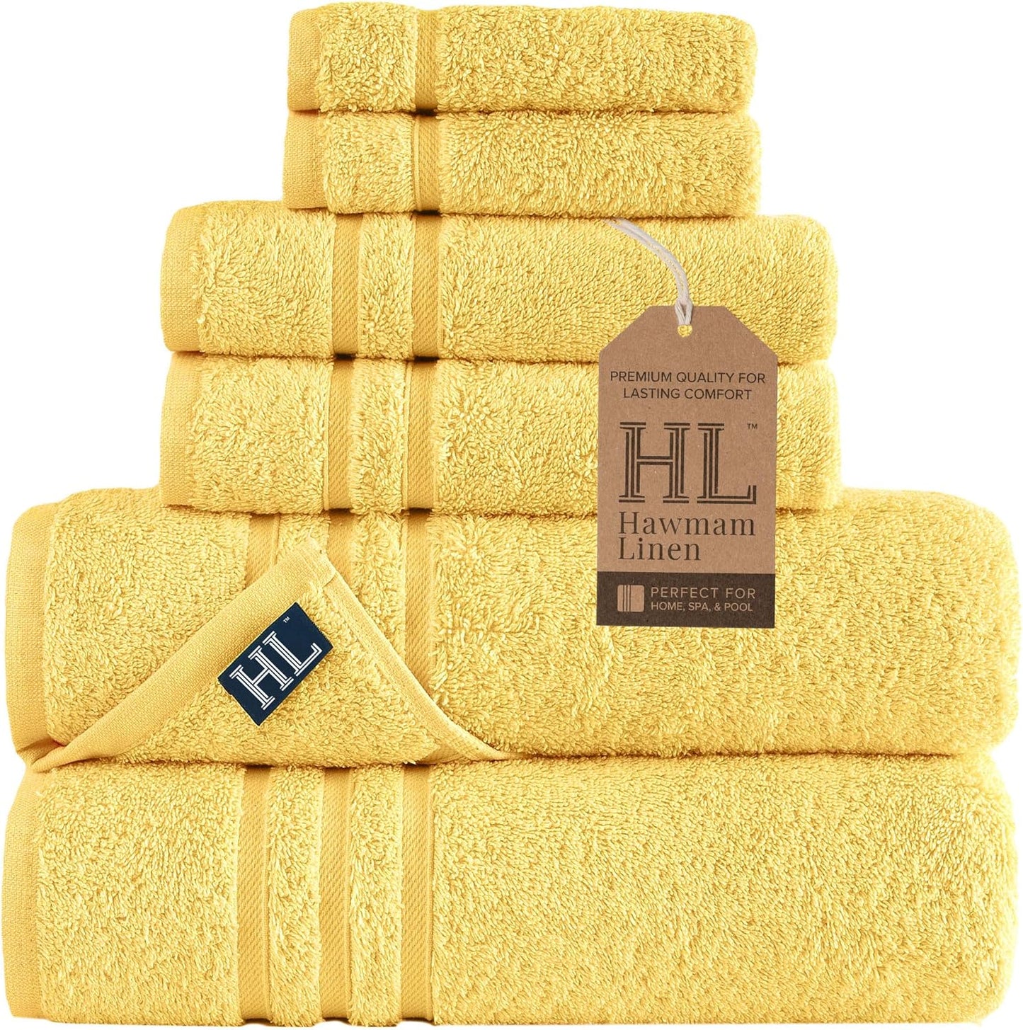 Hawmam Linen White Bath Towels 4 Pack 27 x 54 Inches 100% Turkish Cotton Soft Lightweight and Highly Absorbent Quick Drying Towels, Premium Quality Perfect for Daily Use