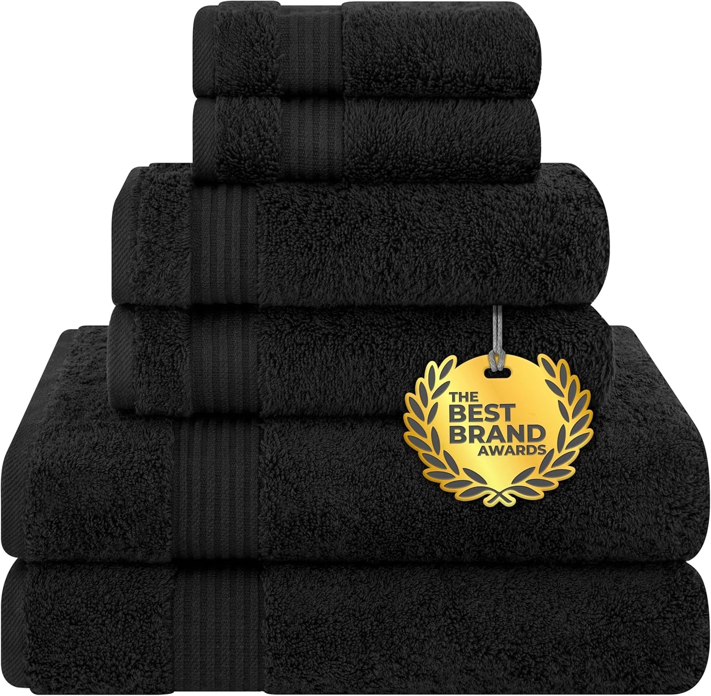 Cotton Paradise 4 Piece Turkish Bath Towels for Bathroom, Extra Large Soft Plush Towels Bathroom Set, Dark Gray