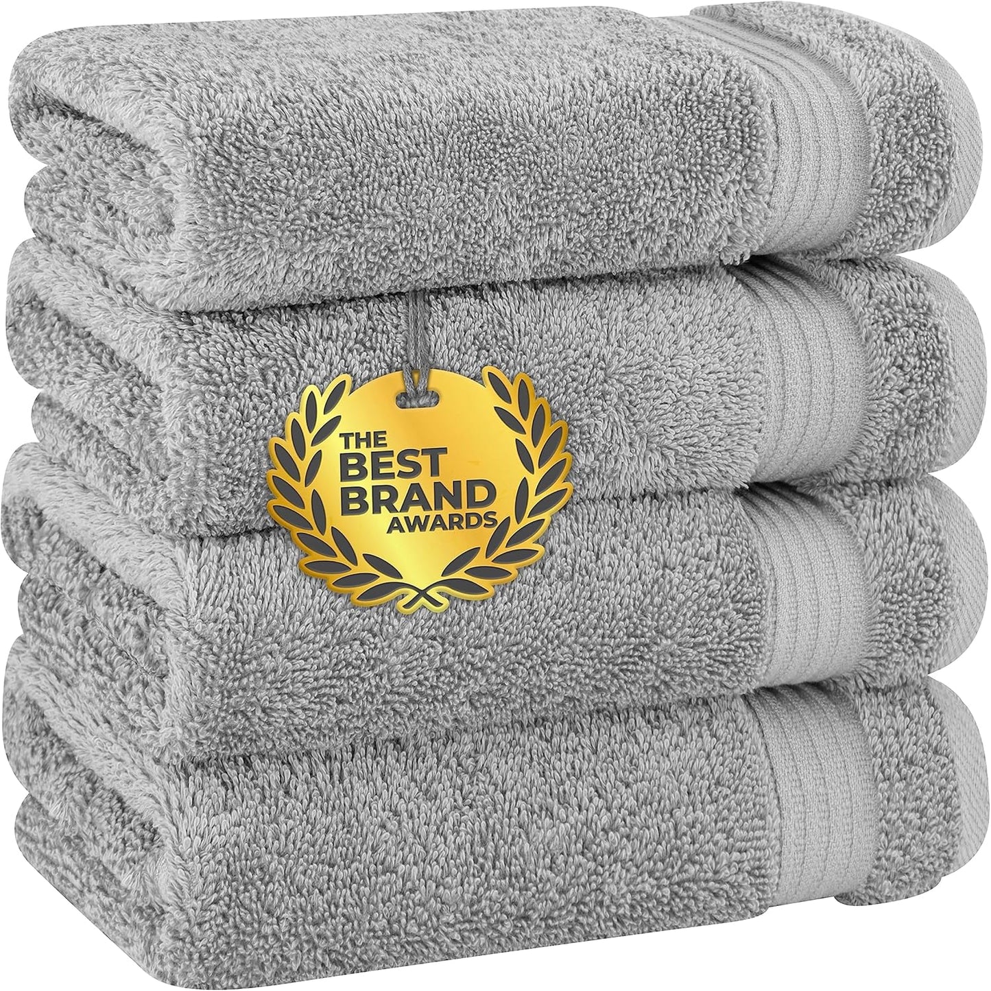 Cotton Paradise 4 Piece Turkish Bath Towels for Bathroom, Extra Large Soft Plush Towels Bathroom Set, Dark Gray