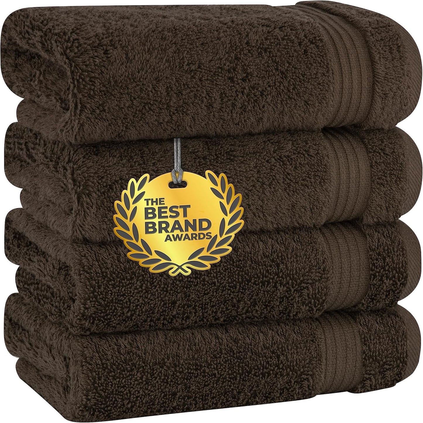 Cotton Paradise 4 Piece Turkish Bath Towels for Bathroom, Extra Large Soft Plush Towels Bathroom Set, Dark Gray