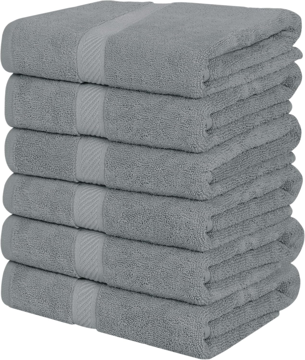 Utopia Towels 6 Pack Medium Bath Towel Set, 24 by 48 Inches, 500 GSM 100% Ring Spun Cotton, Lightweight and Highly Absorbent Quick Drying Premium Towels for Hotel, Spa and Bathroom, Grey
