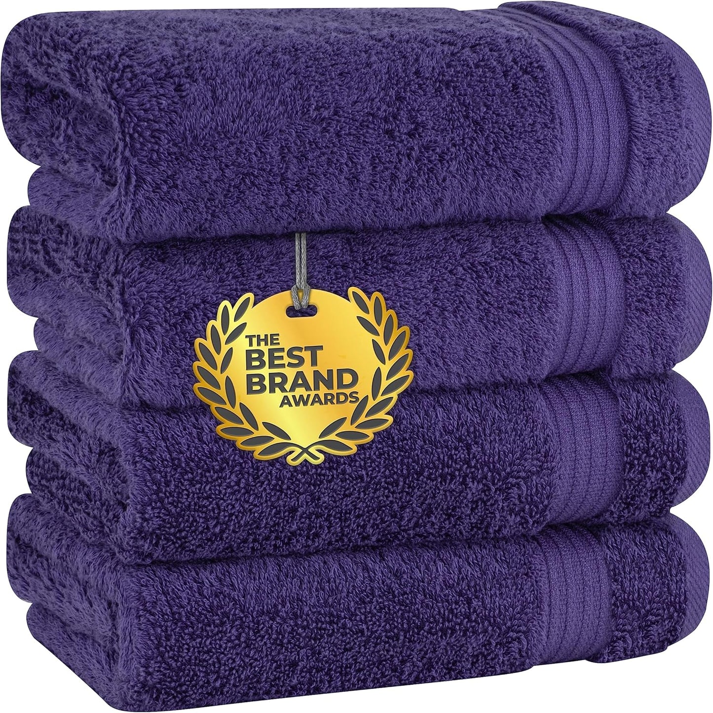 Cotton Paradise 4 Piece Turkish Bath Towels for Bathroom, Extra Large Soft Plush Towels Bathroom Set, Dark Gray