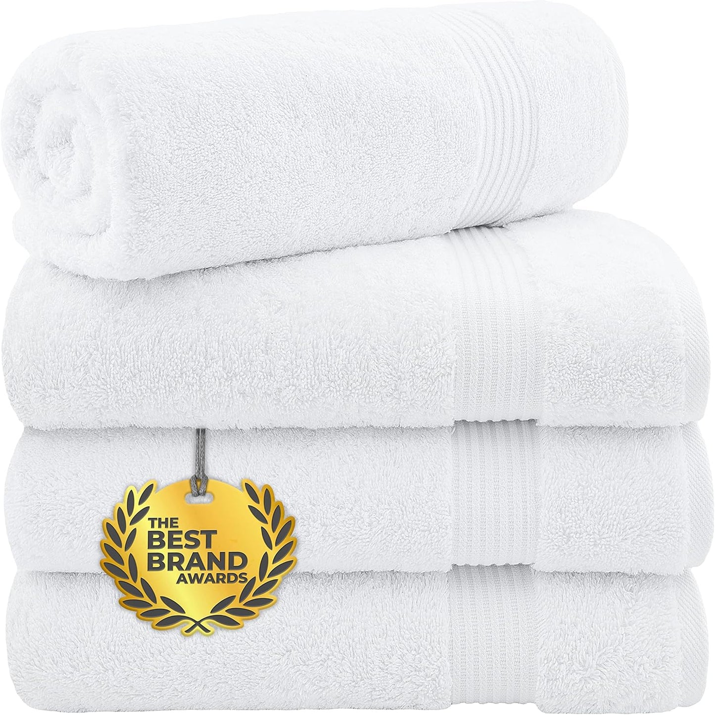Cotton Paradise 4 Piece Turkish Bath Towels for Bathroom, Extra Large Soft Plush Towels Bathroom Set, Dark Gray