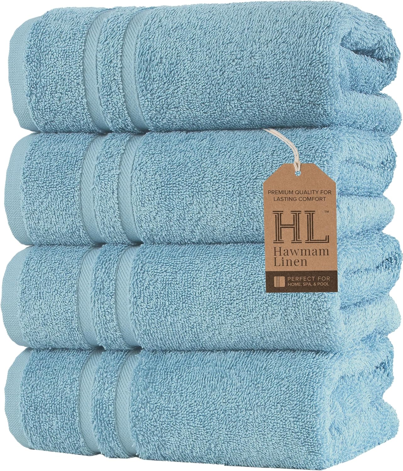 Hawmam Linen White Bath Towels 4 Pack 27 x 54 Inches 100% Turkish Cotton Soft Lightweight and Highly Absorbent Quick Drying Towels, Premium Quality Perfect for Daily Use