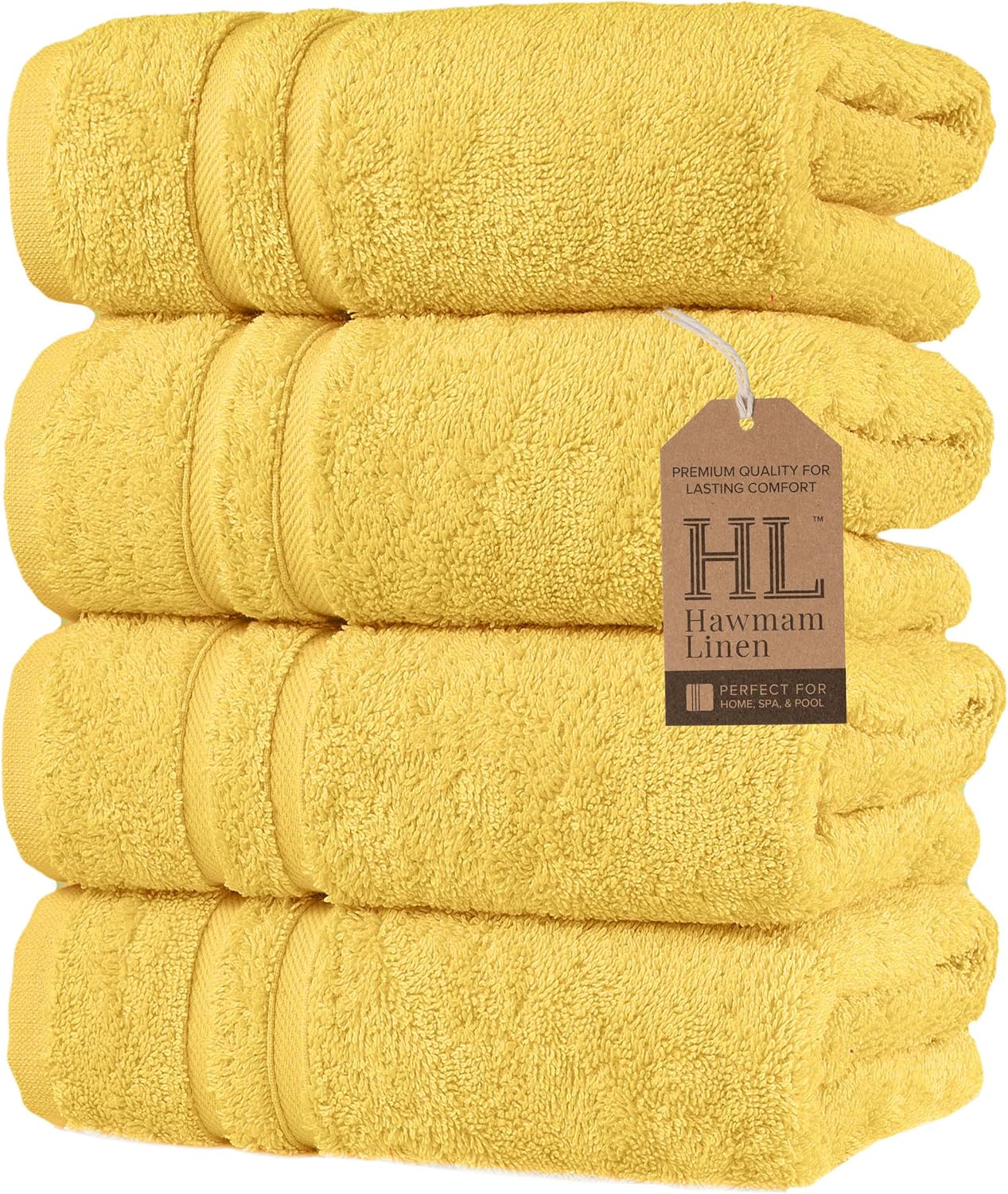 Hawmam Linen White Bath Towels 4 Pack 27 x 54 Inches 100% Turkish Cotton Soft Lightweight and Highly Absorbent Quick Drying Towels, Premium Quality Perfect for Daily Use