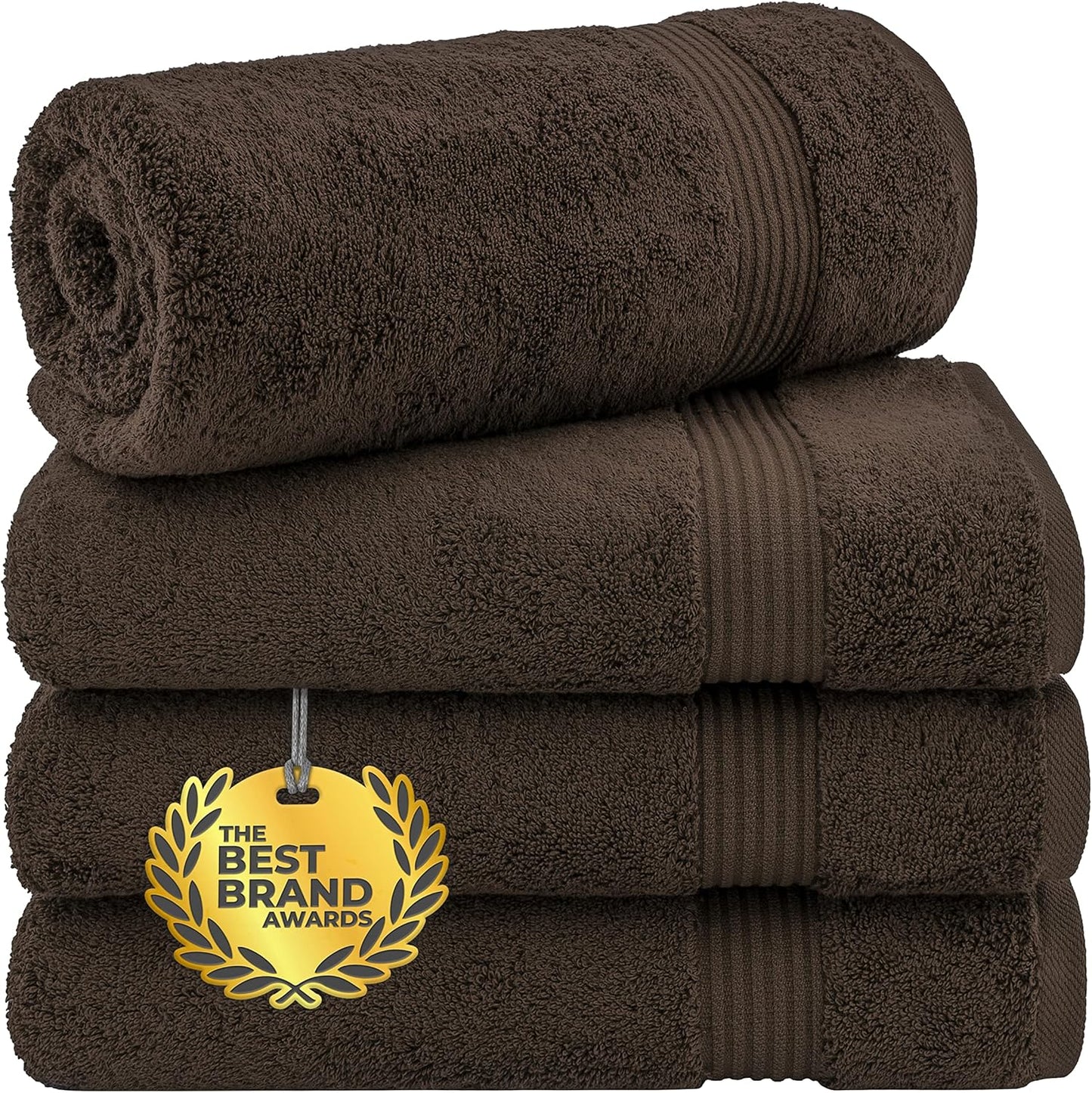 Cotton Paradise 4 Piece Turkish Bath Towels for Bathroom, Extra Large Soft Plush Towels Bathroom Set, Dark Gray
