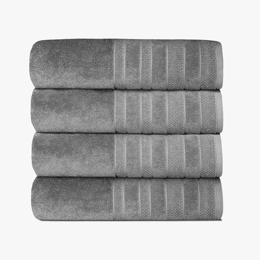 1888 Mills 725 GSM Premium 100% Cotton Bath Towels – Pack of 4 Luxury Bath Towel Set, 725 GSM, Super Soft & Highly Absorbent – Quick-Dry Plush Texture for Bathroom, Spa & Gym Use, Dark Grey