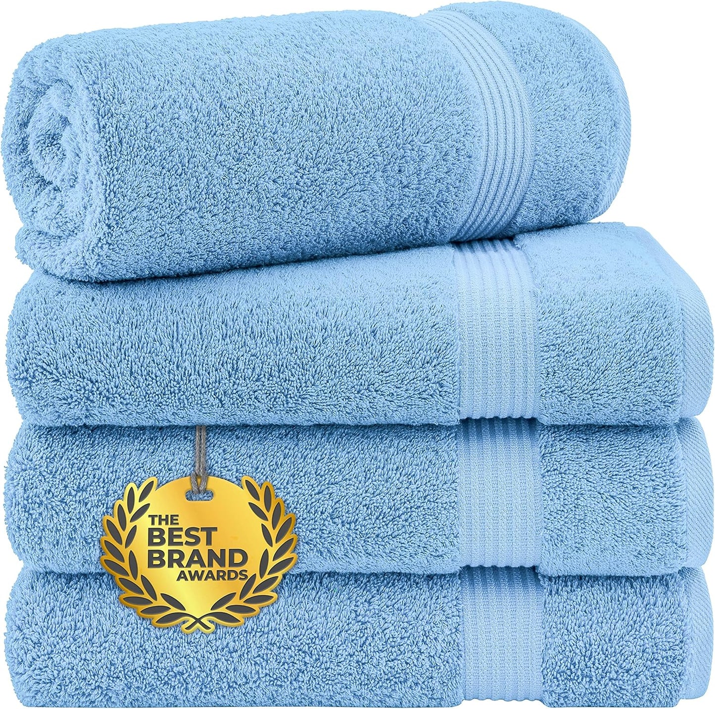 Cotton Paradise 4 Piece Turkish Bath Towels for Bathroom, Extra Large Soft Plush Towels Bathroom Set, Dark Gray