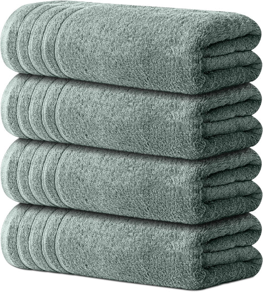 Avalon Towels Bath Towels Set of 4, Size 30 x 60 Inches, Highly Soft and Absorbent, Quick Drying, Lightweight, Perfect for Daily Use (Light Grey)