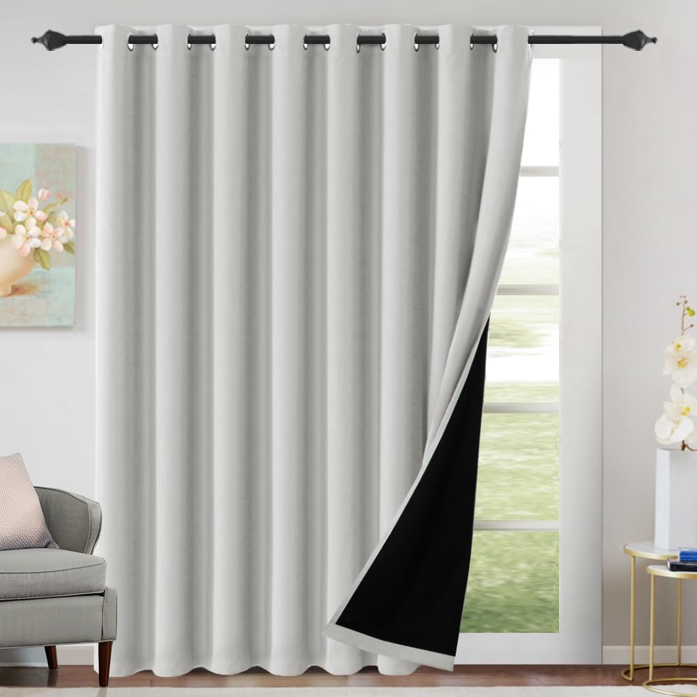 H.VERSAILTEX Sliding Door Curtains for Living Room 100% Blackout Bedroom Curtains 108 Inch Long Patio Door Window Curtain, Grommet Top Soundproof Curtain 1 Panel, Warm Taupe
