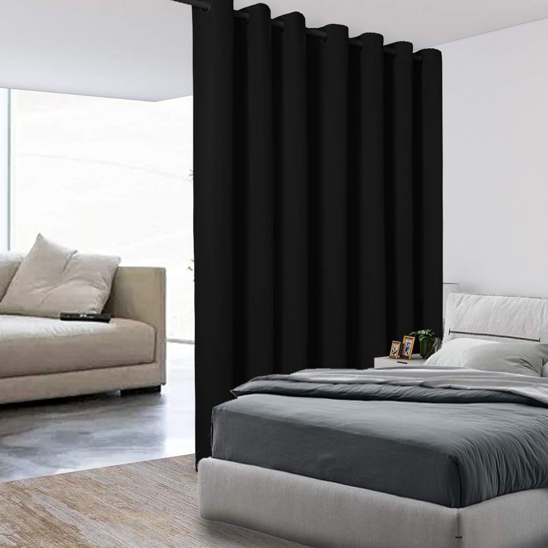 BONZER Room Divider Curtain Total Privacy Wall Grommet Thermal Insulated Soundproof Extra Wide Blackout Curtains for Bedroom Living Room, 84L x 108W Inch (7L x 9W ft), 1 Panel, Dark Grey