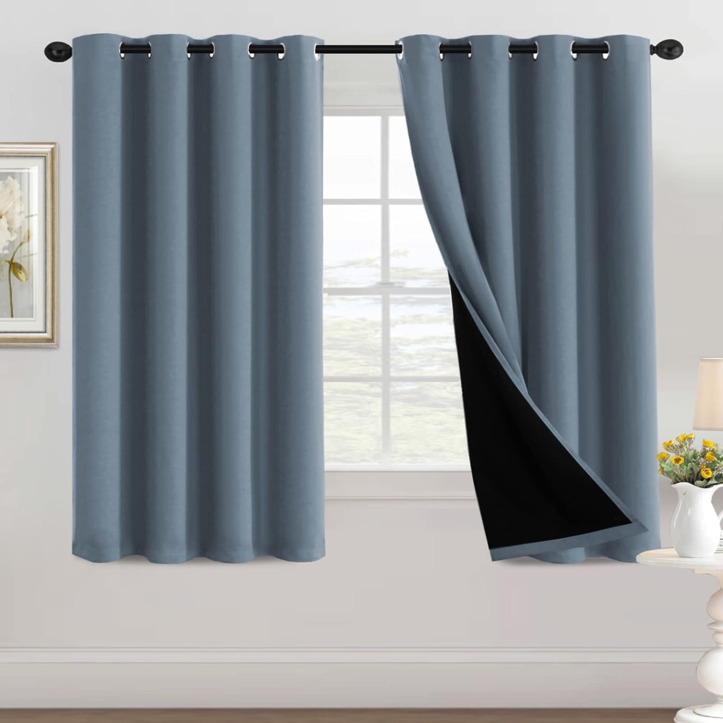 H.VERSAILTEX Sliding Door Curtains for Living Room 100% Blackout Bedroom Curtains 108 Inch Long Patio Door Window Curtain, Grommet Top Soundproof Curtain 1 Panel, Warm Taupe