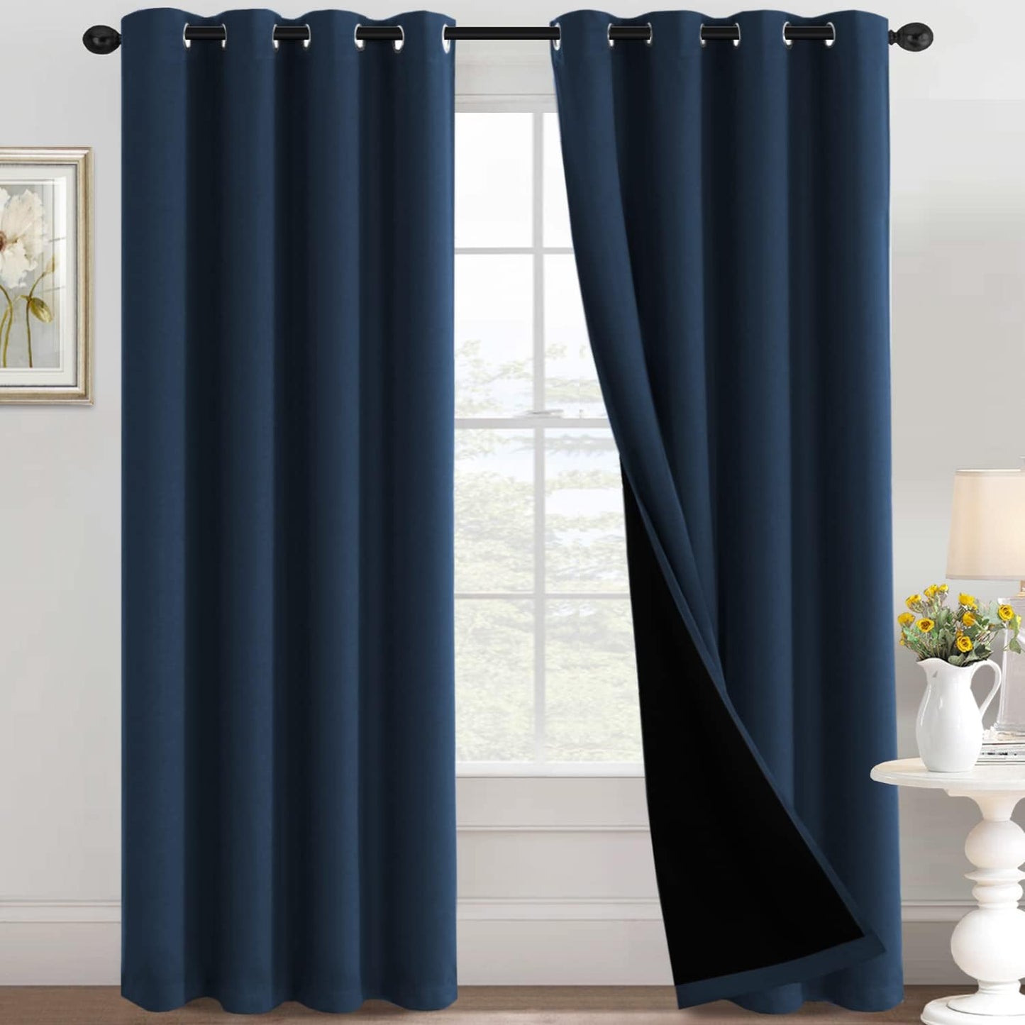 H.VERSAILTEX Sliding Door Curtains for Living Room 100% Blackout Bedroom Curtains 108 Inch Long Patio Door Window Curtain, Grommet Top Soundproof Curtain 1 Panel, Warm Taupe