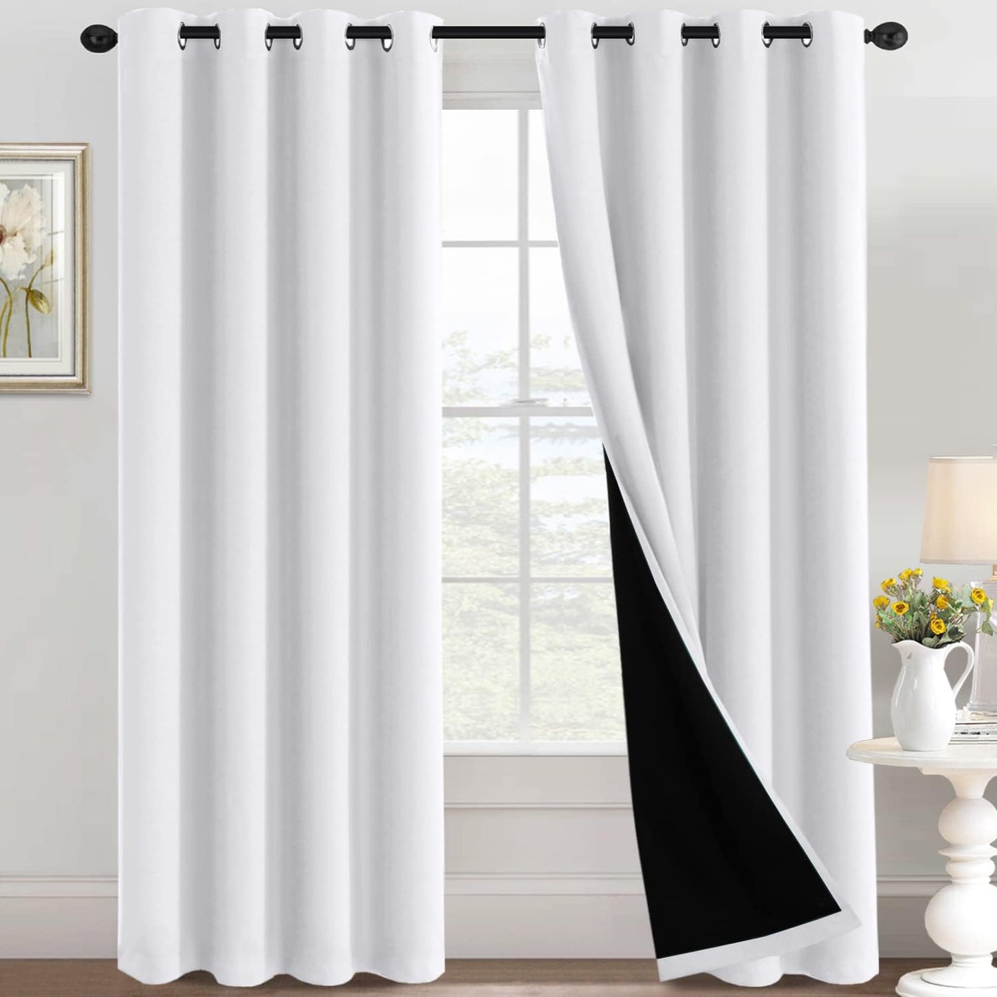 H.VERSAILTEX Sliding Door Curtains for Living Room 100% Blackout Bedroom Curtains 108 Inch Long Patio Door Window Curtain, Grommet Top Soundproof Curtain 1 Panel, Warm Taupe