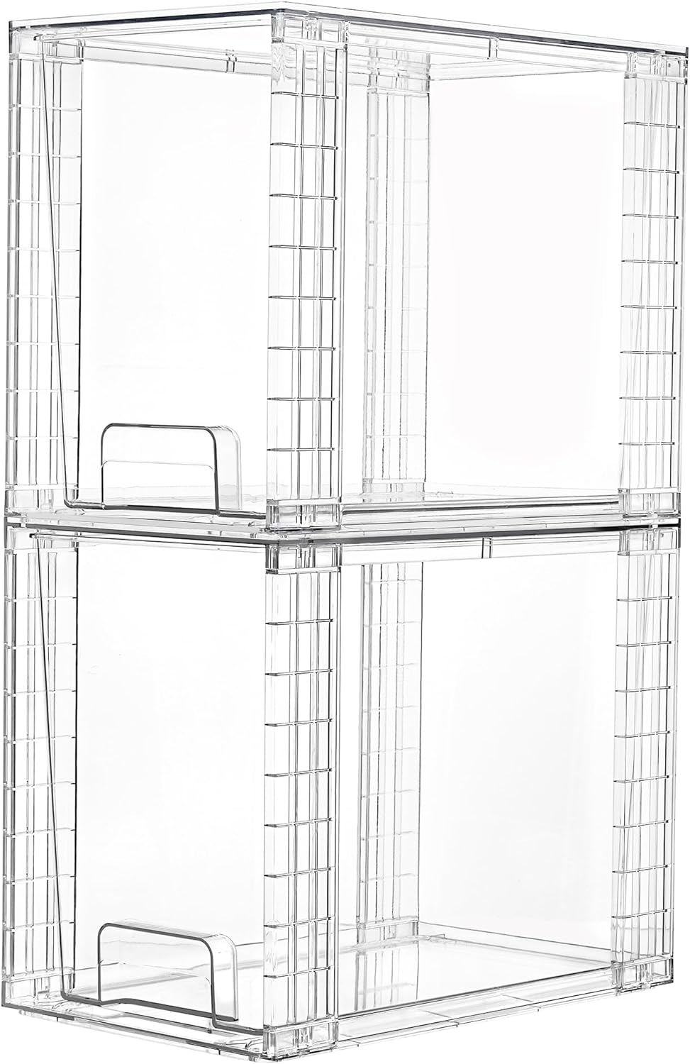 Vtopmart 4 Pack Clear Stackable Storage Drawers,9.7" High Plastic Organizers Bins for Skincare, Bathroom Supplies,Ideal for Cabinet,Undersink,Vanity,Kitchen,Pantry Organization