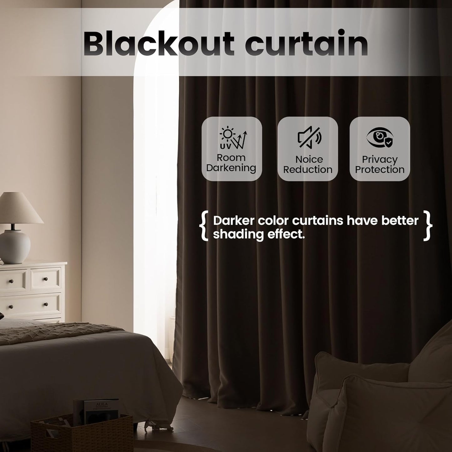 Room Divider Curtains,Back Tab Blackout Ceiling Track Curtains with Hook, Extra Wide Theater Curtains for Living Room and Bedroom (1Panel, Beige, W8.3ft x H7ft)